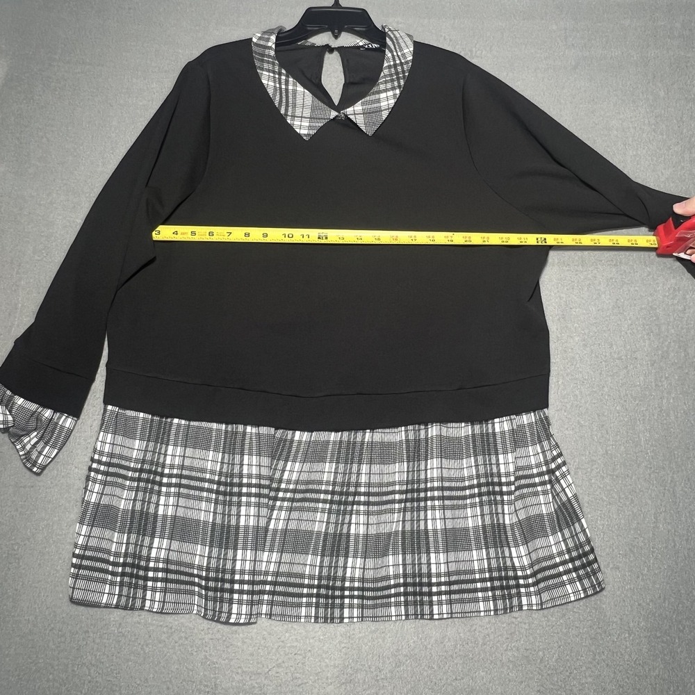 YOURS Women's Black Plaid Peter Pan Collar Tunic Dress Plus Size US 18-20 UK - Picture 2 of 6